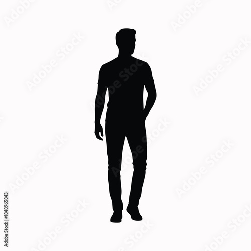 Man silhouette standing casually in relaxed stance