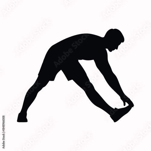 Person silhouette stretching muscles during warm up