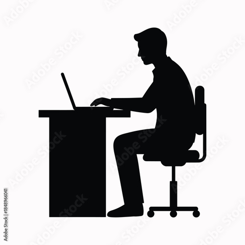 Person silhouette working on laptop from home