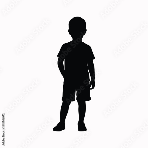 Son silhouette standing casually in relaxed posture