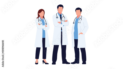 Healthcare Trio: Three medical professionals, unified by expertise and dedication, project confidence. They embodies the essence of care and wellness. 