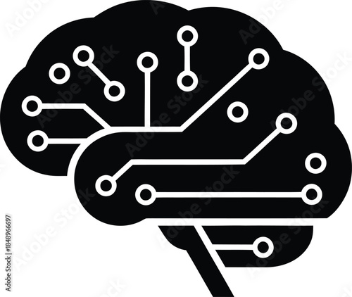 Artificial Intelligence Brain Circuit Technology Icon Vector