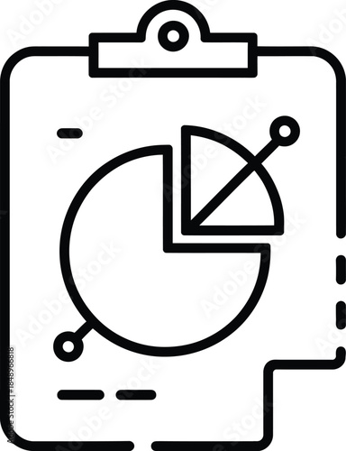 Analytics Report Clipboard vector with Pie Chart Line Icon Vector