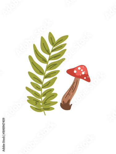 cute flat style wild mushroom character
