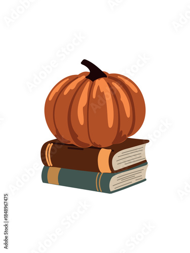 pumpkin on stacked books autumn decor