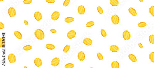Eye-catching vector illustration of falling coins and flying gold coins, forming a vibrant golden rain. Perfect for visuals related to finance, wealth, success, and prosperity concepts