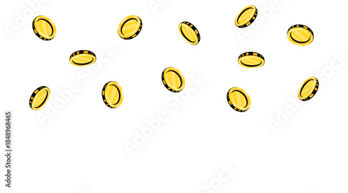 Dynamic vector illustration of golden coin rain, with falling coins symbolizing increasing economic wealth and financial success.