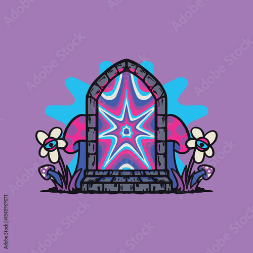 cosmic galaxy gate to other dimension trippy design style