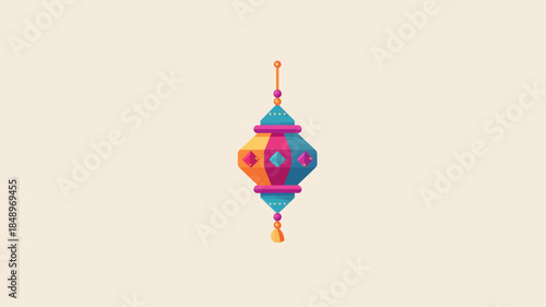Colorful Lantern Icon for Festival Celebration Design