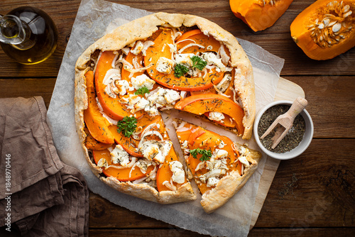 Cuadro en lienzo tarte salée maison quiche potimarron oignon et feta