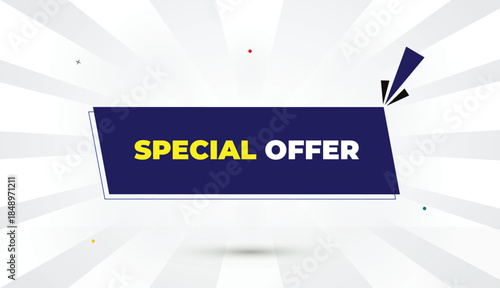 Editable EPS format web banner vector art template design special offer deep blue shapes yellow bold font white gray gradient abstract illustration sunshine business background 4K high quality