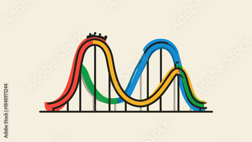 Colorful Roller Coaster Design with Exciting Loops and Curves
