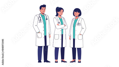 Medical Team of Healthcare Professionals: A team of dedicated medical professionals, ready to deliver care, stand united, each exuding confidence and expertise.