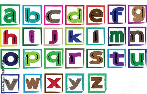 Alphabet letters in colorful blocks for children learning