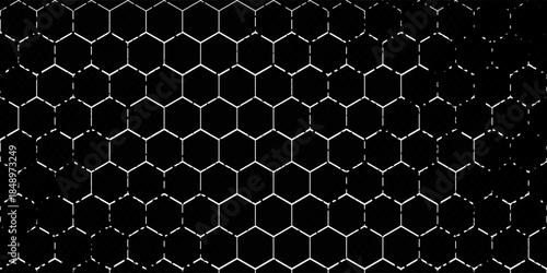 Hexagon pattern. Seamless black and white background. Gray abstract honeycomb background. Vector illustration.