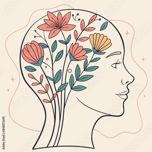 Cultivating a garden of thoughts: an illustration of mental well-being and inner growth