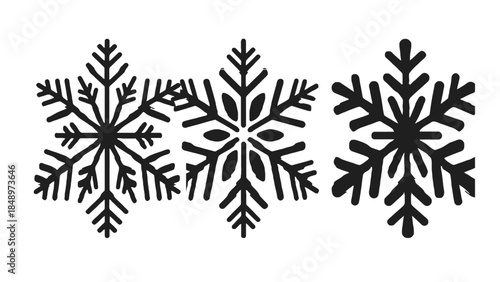 Black Snowflakes Isolated on White Background