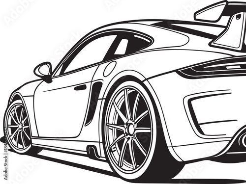 Sports Car Rear View Outline Vector Illustration automobile vehicle