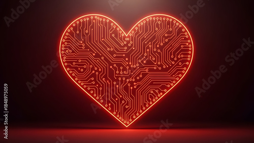 red heart on black background