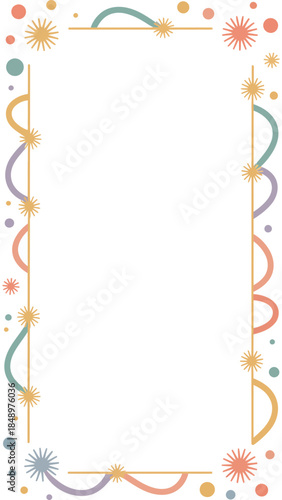 Bohemian Frame: A vibrant and whimsical frame design with colorful, abstract patterns and celestial motifs, perfect for adding a touch of artistic flair to your projects.