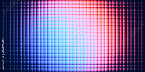 Fractal glass background composed of small square glass tiles forming smooth radial gradient. Gentle circular gradient light through textured glass for technology themes and modern advertising. Vector