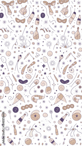 Confetti Celebration: A playful, seamless pattern featuring festive elements, perfect for adding a touch of whimsy and joy to any design.