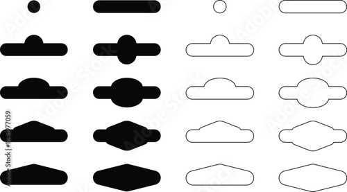 Euro hook hang holes icon vector set. hangers for product plastic package cut out templates.