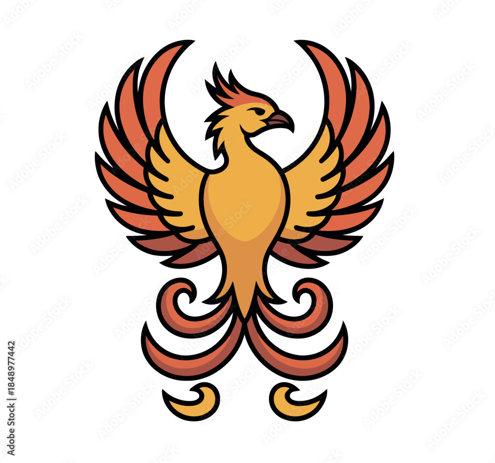Fototapeta premium Vibrant Phoenix Bird Illustration Symbol