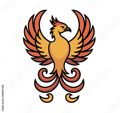 Vibrant Phoenix Bird Illustration Symbol