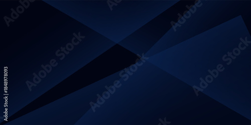 Modern Black dark navy blue silver abstract pattern background. Geometric shape. Line triangle angle fold polygon diamond 3D. Color gradient ombre. Trend