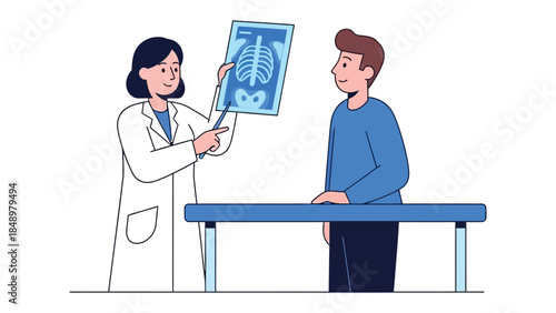 Medical Insight: A doctor pointing a the x-ray of the patient, providing insights and expertise.