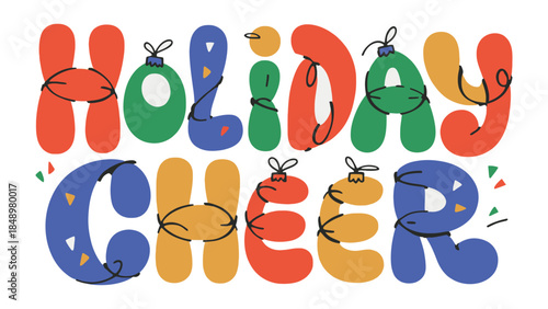 Holiday Cheer Wordplay: Festive word art creates a sense of joy and anticipation, perfectly embodying the spirit of celebration.