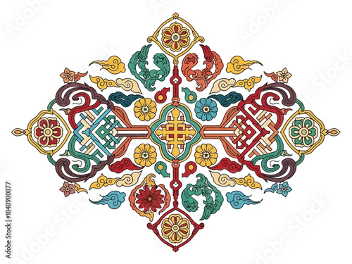 Ornamental Geometric Pattern A Detailed and Colorful Decorative Design