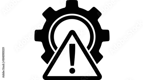 Warning Gear Icon – System Error, Maintenance, and Technical Alert Symbol