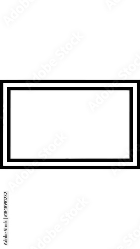Empty Frame with Border: A simple empty rectangle, bordered in black, offering a blank canvas for limitless creativity and expression. A versatile design element.