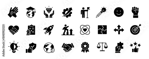 Core Values icon set. Vector illustration.