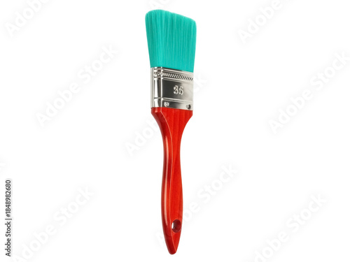 Wallpaper Mural Isolated turquoise brush with red handle for painting walls, doors, and ceilings, DIY tool Torontodigital.ca