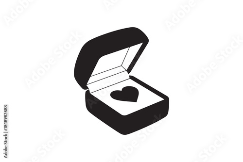 Open jewelry box with heart silhouette Romantic proposal ring box for wedding concept