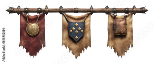 Detailed Set of Caravan Banners with Emblem and Badge Design Elements