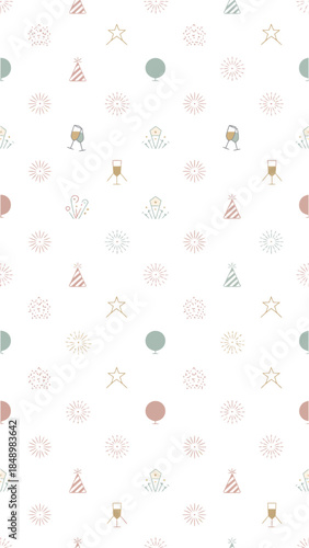 Festive Pattern: A whimsical and celebratory pattern adorned with party essentials, conveying a sense of joy and anticipation.