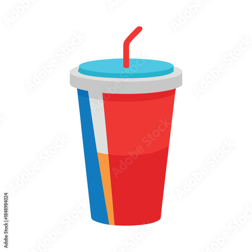Realistic colorful simple flat style vector Clipart of a soda cup clapping hands, no gradient, white background
