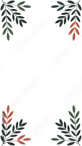 Elegant Botanical Flourish: Delicate botanical elements gracefully frame an open space, inviting creativity and expression. The artful composition adds a touch of natural beauty and elegance.