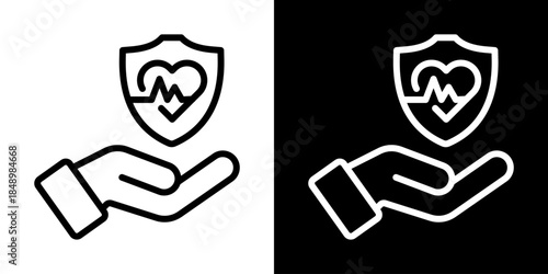 Life Insurance Icon Of Line Black And White Style Vector Illustration
