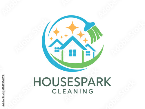 HouseSpark Cleaning Services Logo Design