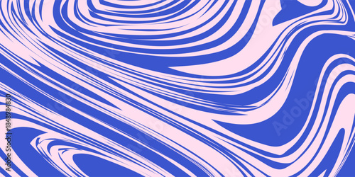 Abstract background pattern with colorful waves. Psychedelic groovy trippy y2k retro seamless pattern in blue and pink colors. Wavy and swirled brush strokes liquid background for packaging design