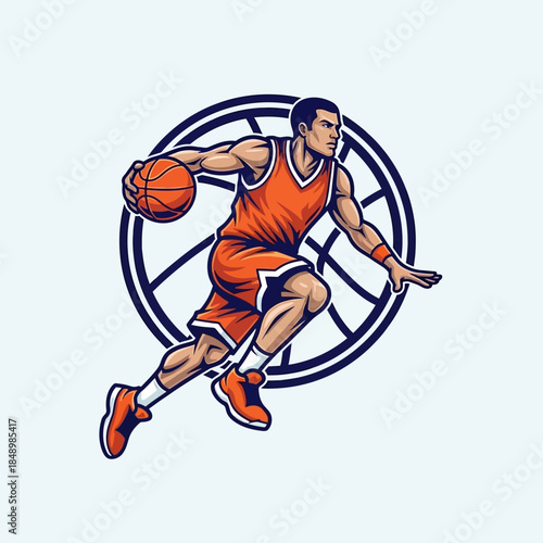 Basketball Player in Action Illustration.
