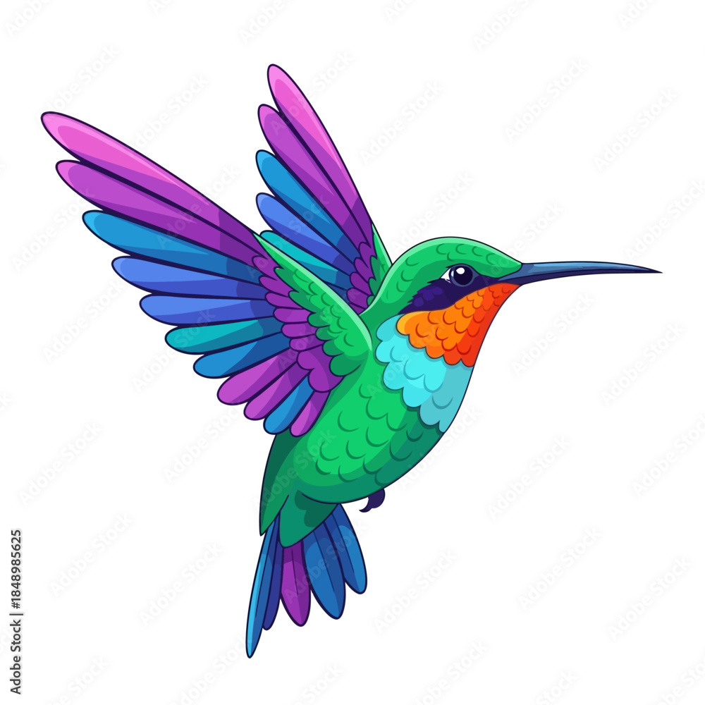 Fototapeta premium Colorful Hummingbird in Mid Flight.