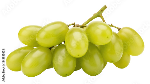 Isolated cluster of green grapes, fresh fruit snack, healthy diet choice, sweet and juicy