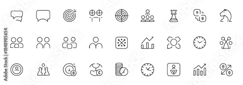 Growth settings icon set showing a rising chart within a gear in various styles and colors