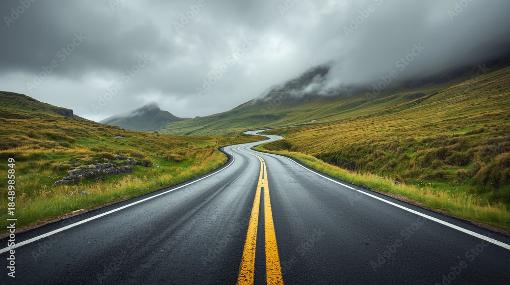 Naklejka premium road to the mountains